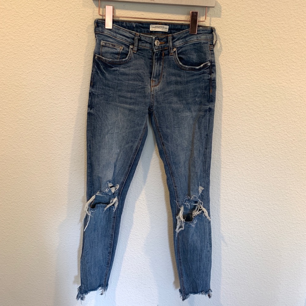 Zara premium denim lightly distressed